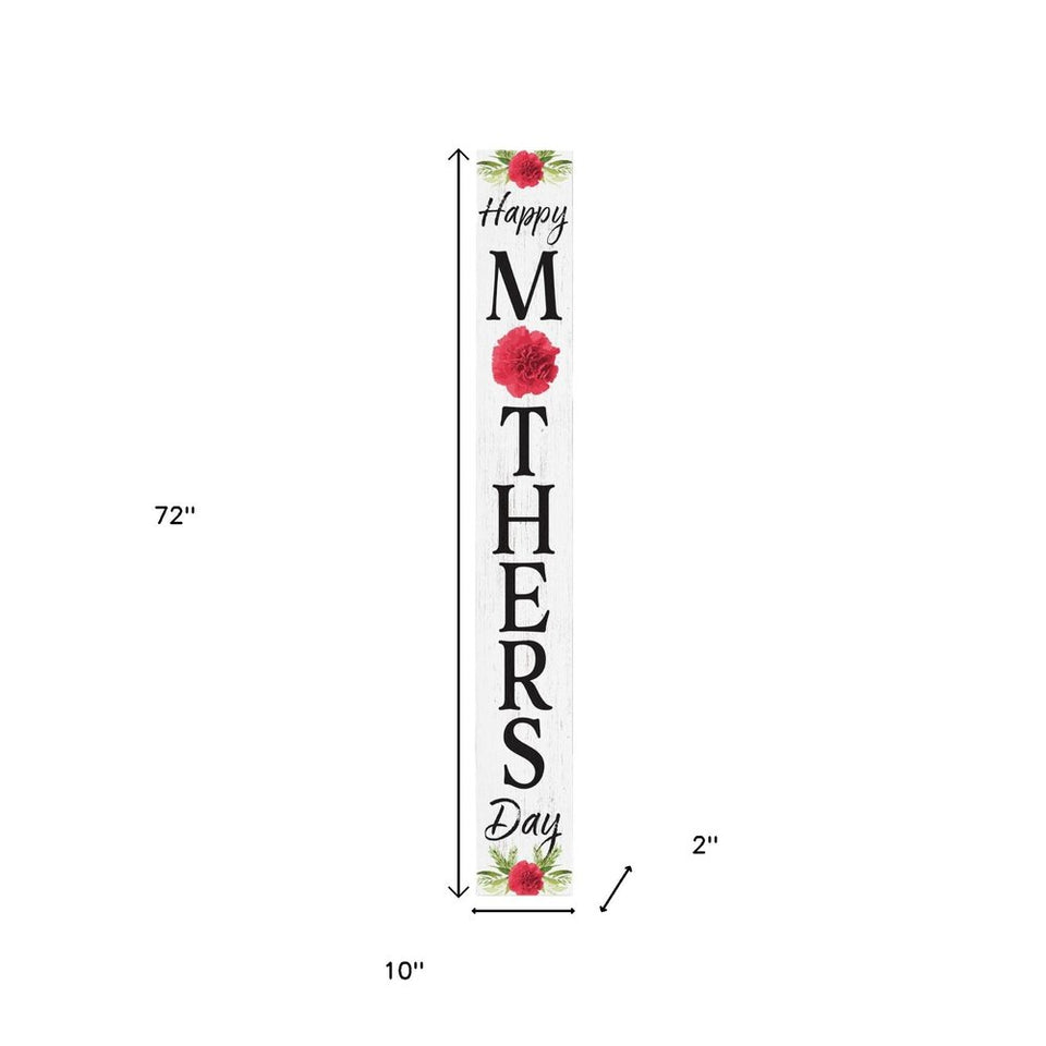72" White Black And Pink Mother's Day Solid Wood Porch Sign