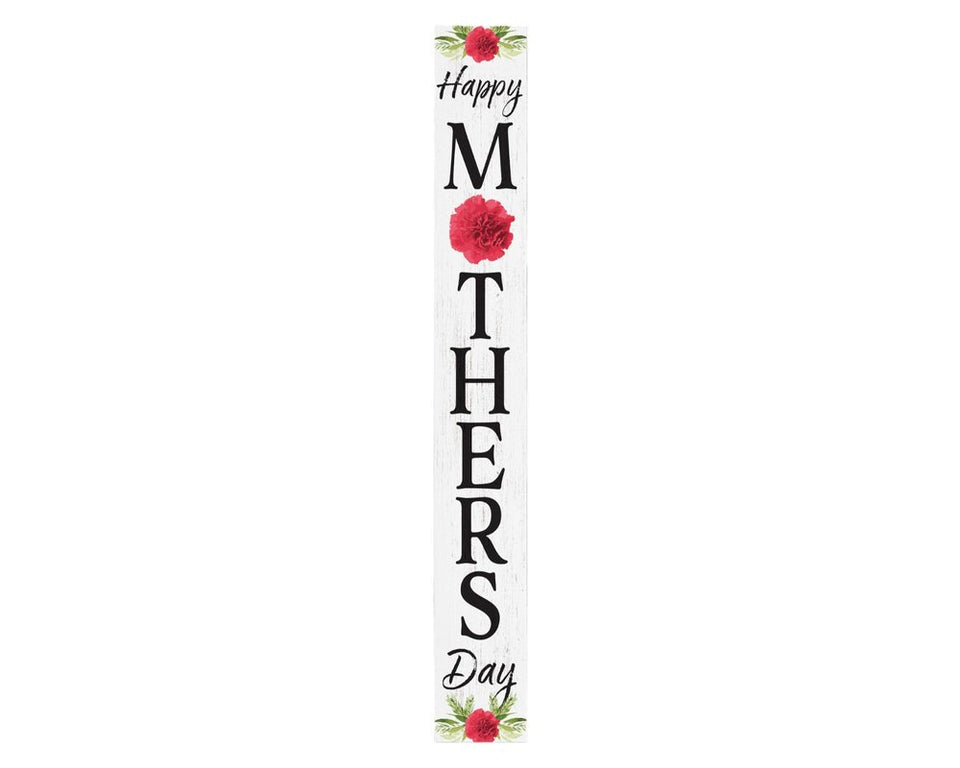 72" White Black And Pink Mother's Day Solid Wood Porch Sign