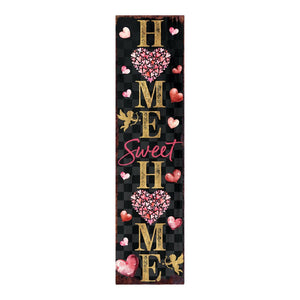 36" Black Gold And Pink Solid Wood Home Sweet Valentine's Day Porch Sign