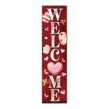 36" Pink Red And White Solid Wood Welcome Valentine's Day Porch Sign