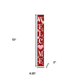 72" Pink Red And White Solid Wood Welcome Valentine's Day Heart Porch Sign