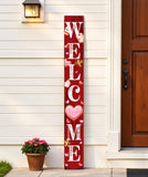 72" Pink Red And White Solid Wood Welcome Valentine's Day Heart Porch Sign