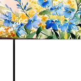 27" Blue White And Yellow Solid Wood Watercolor Floral Garden Stake