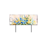 27" Blue White And Yellow Solid Wood Watercolor Floral Garden Stake