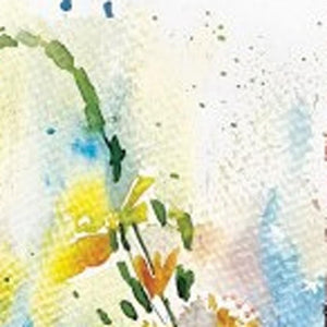 33" Blue White And Yellow Solid Wood Watercolor Floral Garden Stake