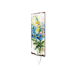33" Blue White And Yellow Solid Wood Watercolor Floral Garden Stake