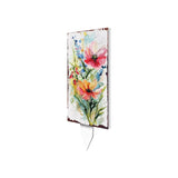 30" Blue Green Pink And White Solid Wood Watercolor Floral Garden Stake