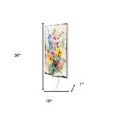 30" Blue Pink White And Yellow Solid Wood Wildflowers Garden Stake