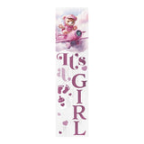36" Pink And White Solid Wood New Baby Porch Sign