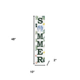 48" White And Green Solid Wood Summer Porch Sign