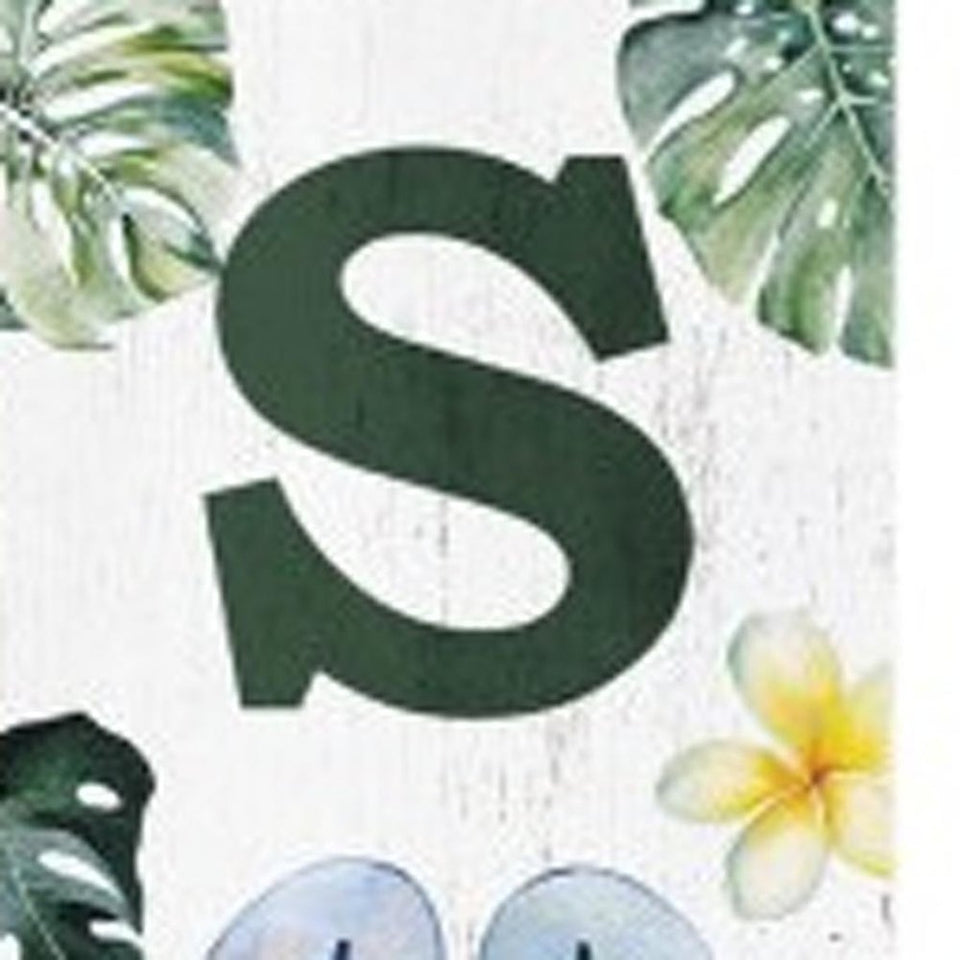 48" White And Green Solid Wood Summer Porch Sign