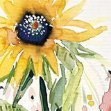 36" White Yellow And Blue Green Solid Wood Watercolor Floral Porch Sign