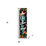 36" Black And Green Solid Wood Cinco de Mayo Cactus Porch Sign