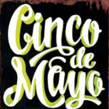 36" Black Green And Orange Solid Wood Cinco de Mayo Tree Porch Sign