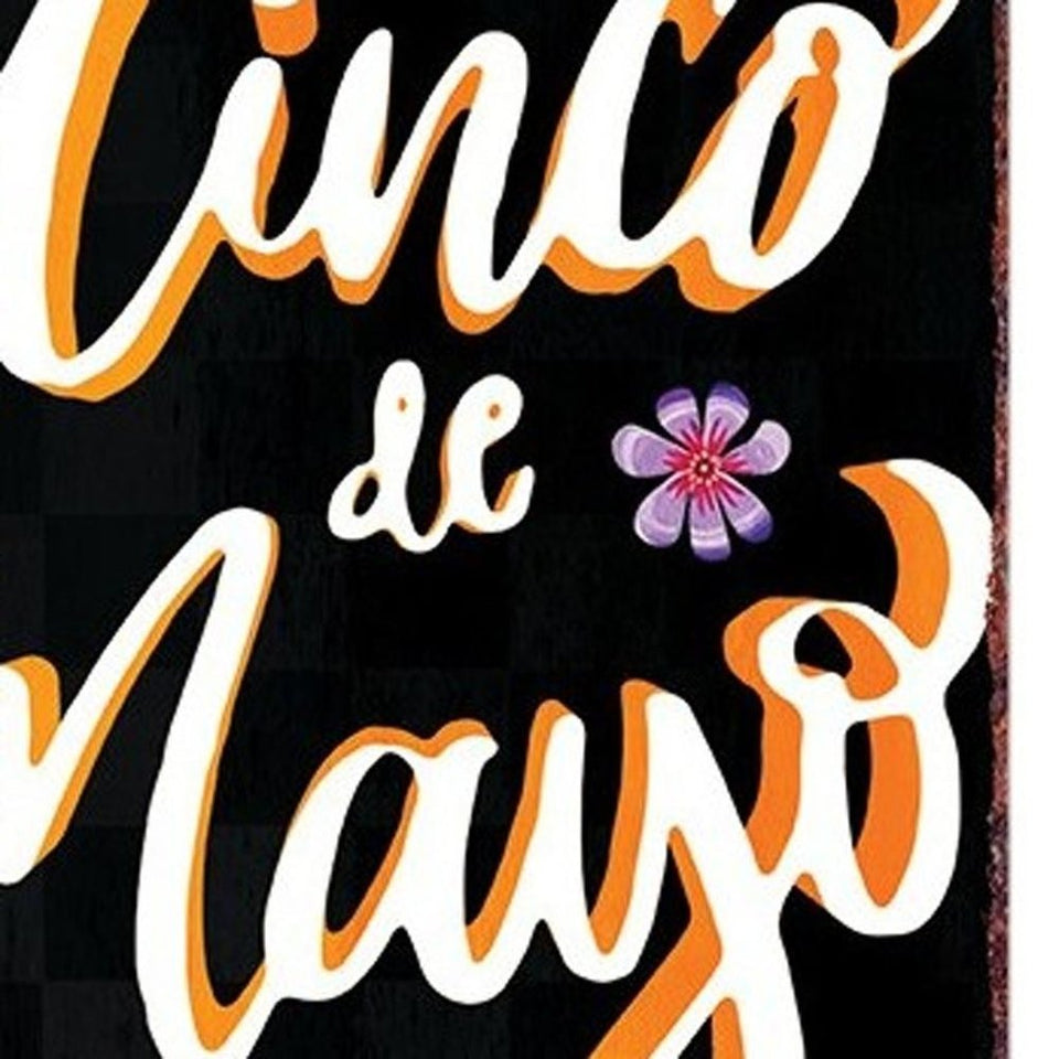 36" Black Red And Green Solid Wood Cinco de Mayo Tree Porch Sign