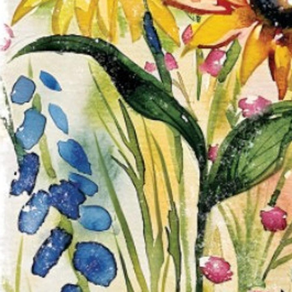 36" White Yellow Blue And Green White Solid Wood Sunflowers Porch Sign