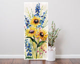 36" White Yellow Blue And Green White Solid Wood Sunflowers Porch Sign