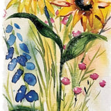 36" White Yellow Blue And Green White Solid Wood Sunflowers Porch Sign