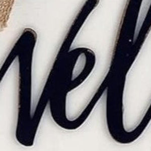 14" White Solid Wood Welcome And Hello Bow Reversible Hanging Wall Or Door Decor