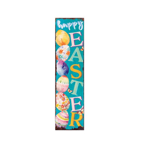 36" Turquoise Pink And Yellow Solid Wood Happy Easter Easter Easter Egg Porch Sign