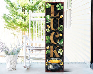 36" Black Gold And Green St Patrick's Day Solid Wood Porch Sign