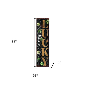 36" Black Gold And Green Solid Wood Luck St Patrick's Day Porch Sign