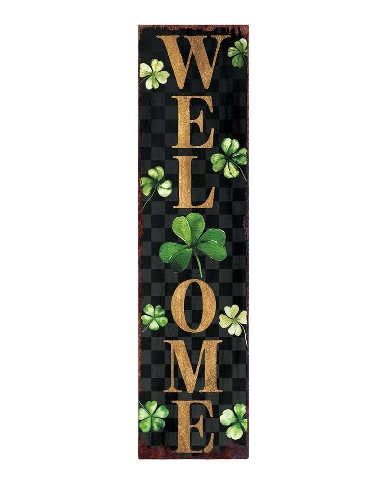 36" Black Gold And Green Solid Wood Welcome St Patrick's Day Porch Sign