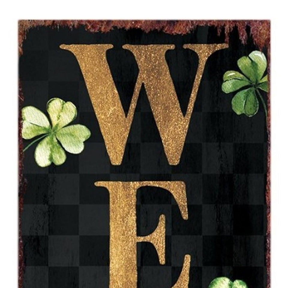 36" Black Gold And Green Solid Wood Welcome St Patrick's Day Porch Sign