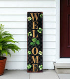 36" Black Gold And Green Solid Wood Welcome St Patrick's Day Porch Sign