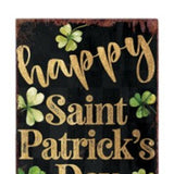 36" Black Gold And Green Solid Wood Happy St Patrick's Day Shamrock Porch Sign