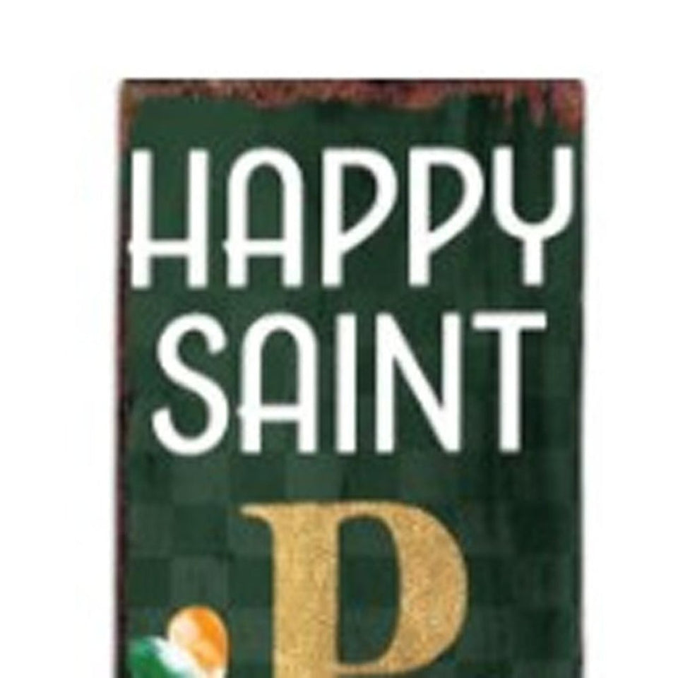 72" Gold Green And White Solid Wood Happy St Patrick's Day Porch Sign