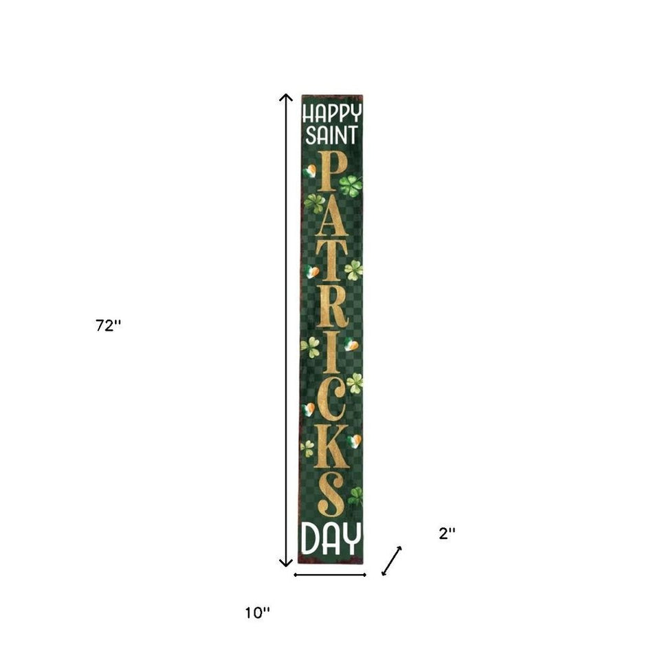 72" Gold Green And White Solid Wood Happy St Patrick's Day Porch Sign