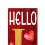72" Red And Gold Solid Wood Hello Love Valentine's Day Porch Sign