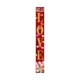 72" Red And Gold Solid Wood Hello Love Valentine's Day Porch Sign