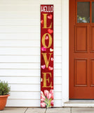 72" Red And Gold Solid Wood Hello Love Valentine's Day Porch Sign