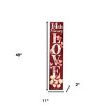 48" Red And White Solid Wood Love Valentine's Day Porch Sign