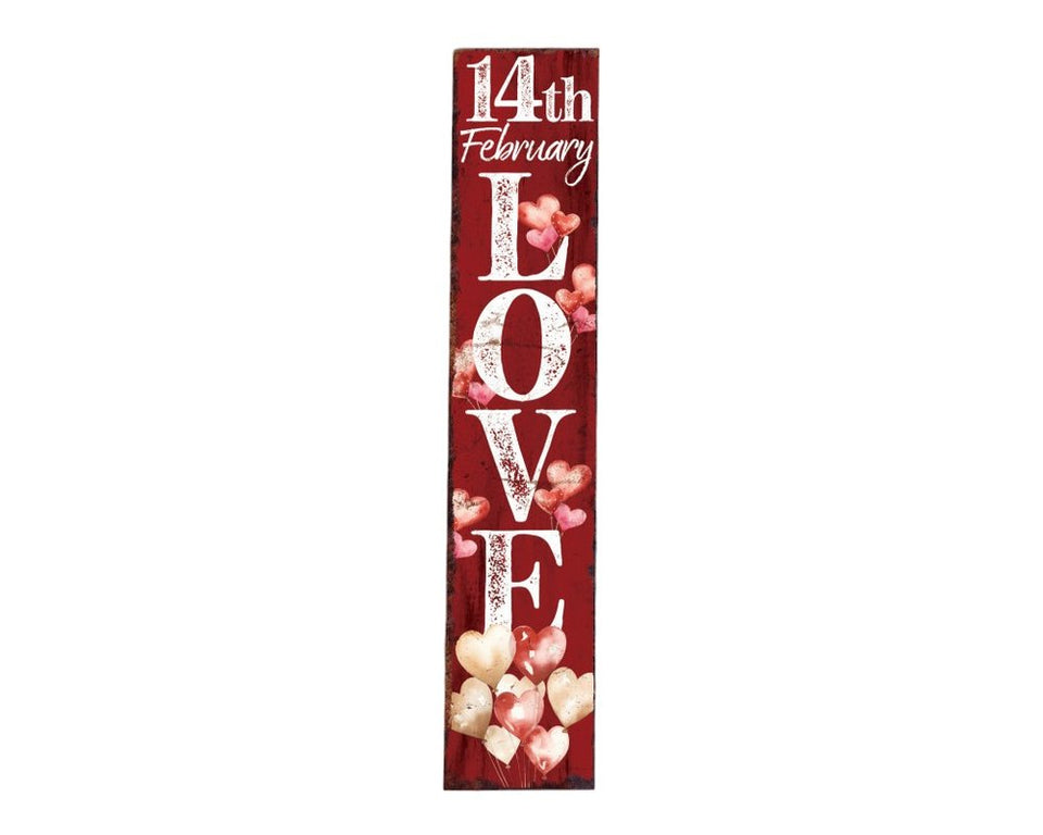 48" Red And White Solid Wood Love Valentine's Day Porch Sign