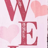 48" Pink Solid Wood Hearts Welcome Porch Sign