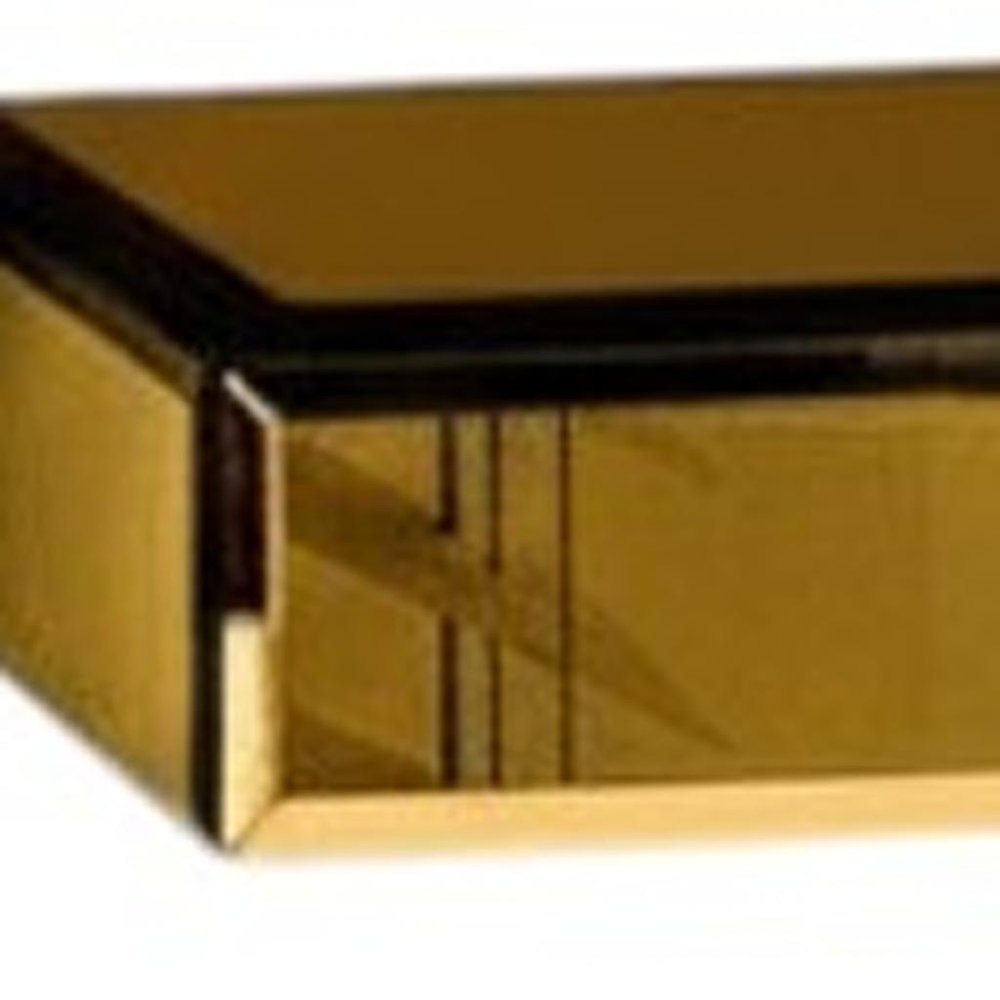 Set Of Three Gold Glass Wall Mounted Floating Shelves