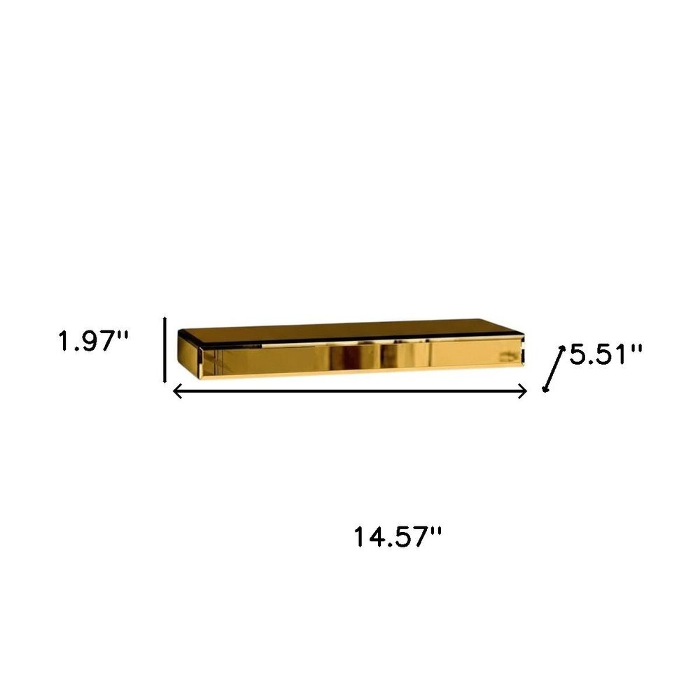 Set Of Three Gold Glass Wall Mounted Floating Shelves