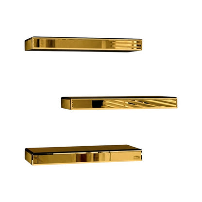 Set Of Three Gold Glass Wall Mounted Floating Shelves