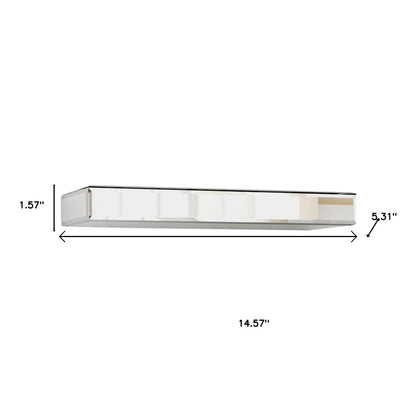 Set Of Three Silver Glass Wall Mounted Floating Shelf
