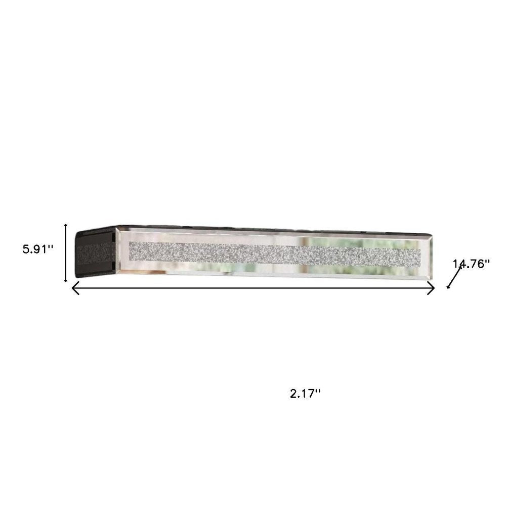Set Of Six Silver Glass Wall Mounted Floating Shelf With Faux Crystals