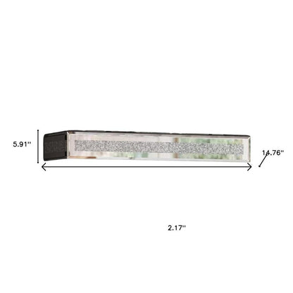 Set Of Six Silver Glass Wall Mounted Floating Shelf With Faux Crystals