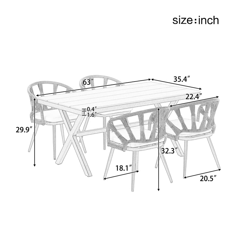 Contemporary Outdoor Set with PE Rattan Chairs and Plastic Wood