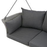 40" Gray Woven Rattan Outdoor Swing Chair with Gray Cushion
