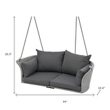 40" Gray Woven Rattan Outdoor Swing Chair with Gray Cushion