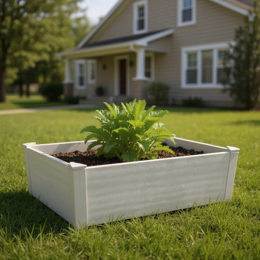 44" X 22" White Heavy Duty Plastic Rectangular Raised Garden Bed