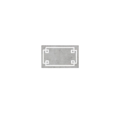 20" Gray And White Cotton Border Bath Rug
