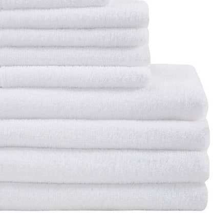 Set of Twelve White Cotton Quick Dry Towel Set